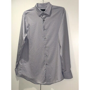 Alfani Slim Fit Dress Shirt Mens 16-16.5 34/35 Blue Geometric Stretch Button Up